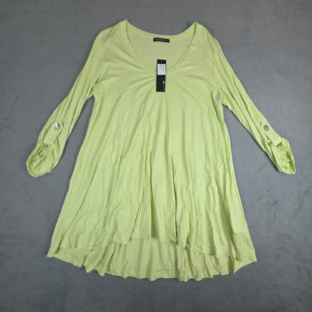 NWT Nally & Millie Tunic Top Women Large Lime Green Flowy Stretch Made USA